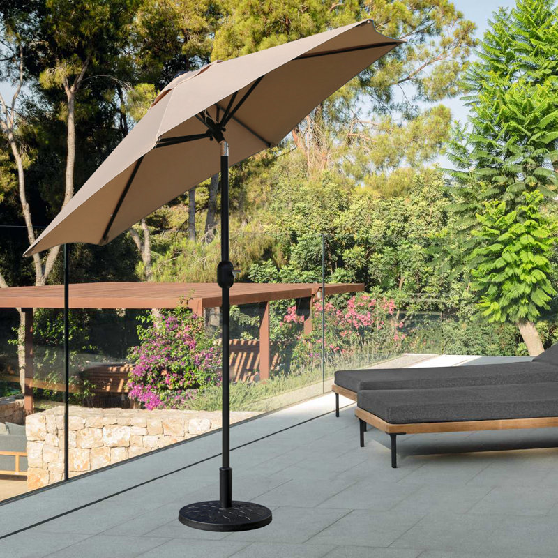 Arlmont & Co. Frankie-Boy 7.5Ft Hexagon Market Umbrella With Stand